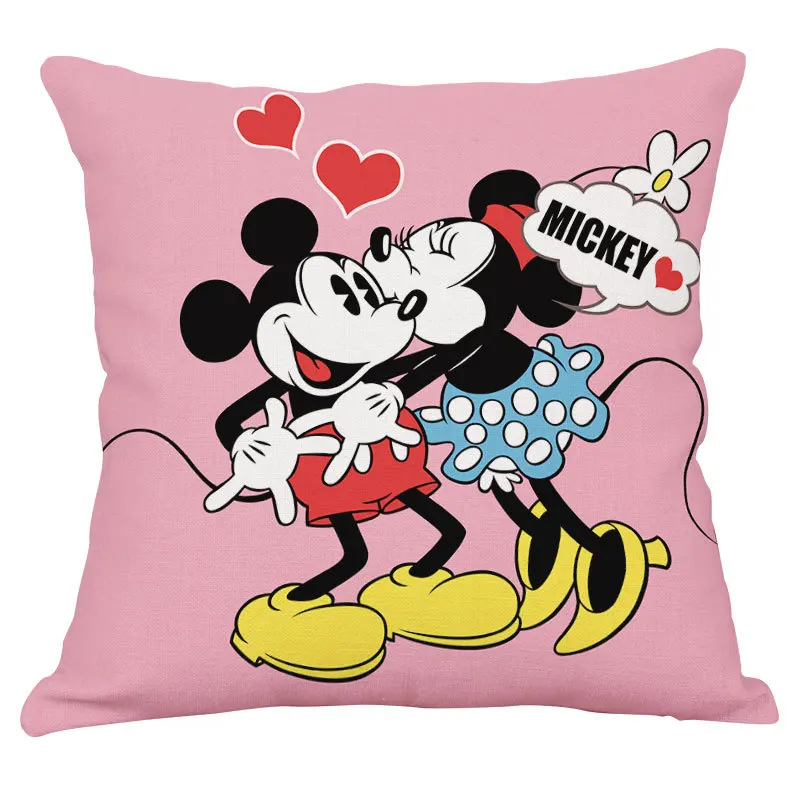 

Disney Cartoon Mickey MouseMinnie Sofa PillowCase Bedroom Living Room Pillow Cover Office Pillow Lumbar Christmas Gift