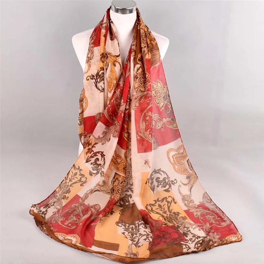 Модный женский шарф с цветочным принтом мягкие женские длинные многоцелевые