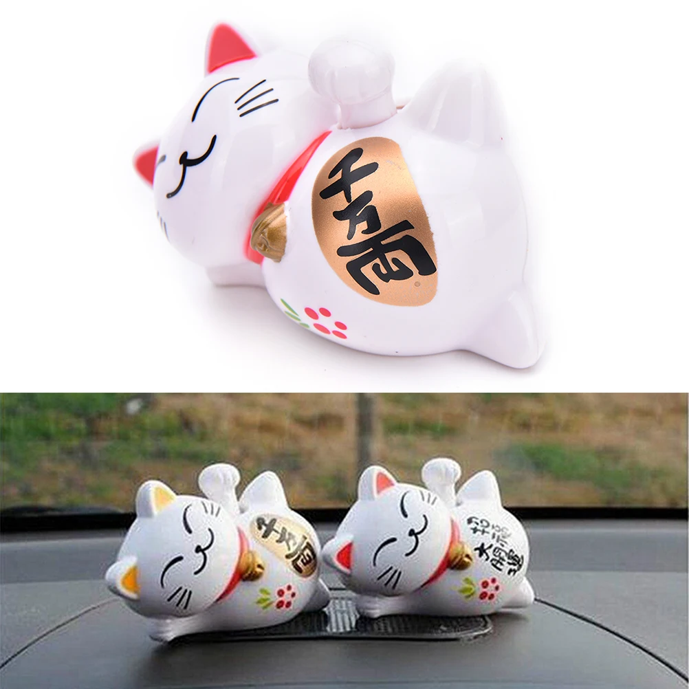 Новый на солнечных батареях 4 Maneki Neko Lucky машет Маня Фортуна кошка декор автомобиля