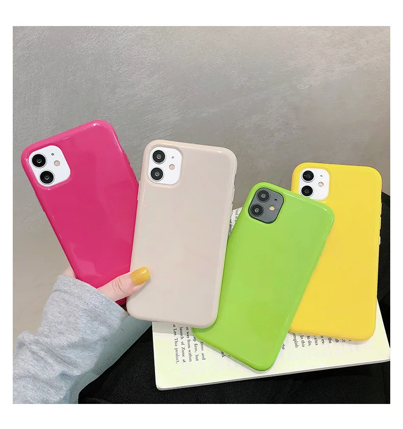 SUYACS Candy Color Glossy Phone Cases For iPhone 11 Pro Max XR XS 6 6S 7 8 Plus X Soft TPU Full Body Back Cover Coque Gift | Мобильные