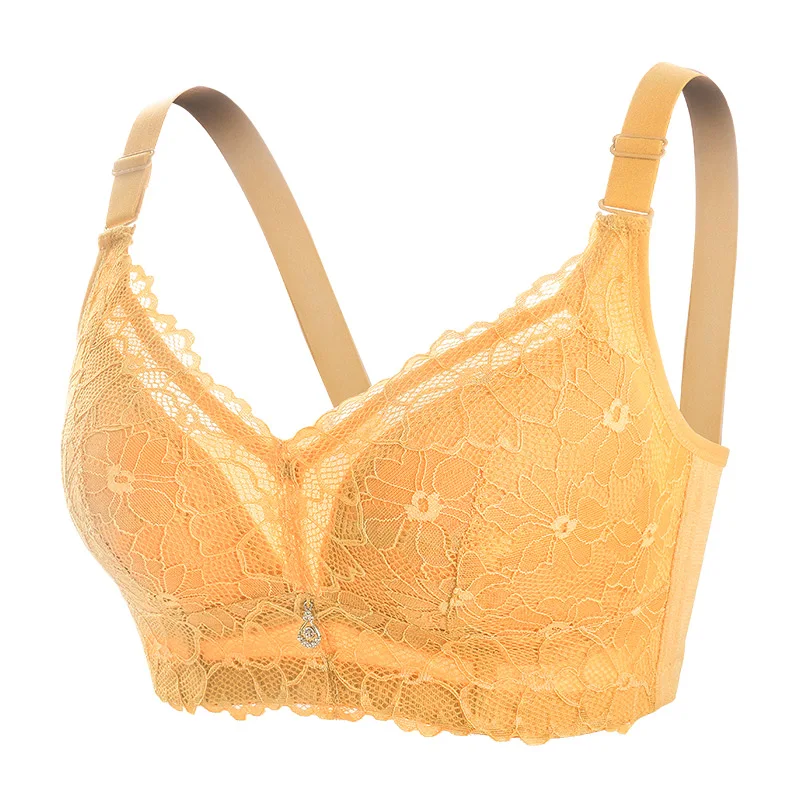 Meizimei Yellow Women's Bras Minimizer Push Up Bralette Crop Top BH Sexy Brassiere Girl Sexy Lace Plus Size BC Cup 34 36 Floral