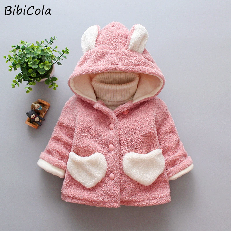 

Осенне-зимняя куртка для маленьких девочек; Детская верхняя одежда с капюшоном; Свитер; Флисовое пальто с заячьими ушками; Модная детская од...