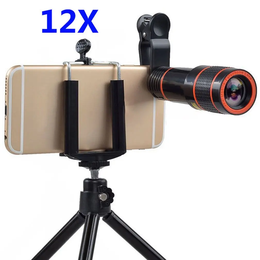 Мобильный телефон объектив камеры 12X зум телеобъектив внешний телескоп с