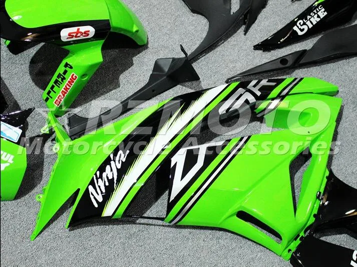 Литья под давлением ABS обтекатель комплект подходит для Kawasaki ZX6R 2009 2010 2011 2012 Обтекатели ZX-6R 09, 10, 11, 12, ниндзя 636 изготовленный на заказ Зеленый
