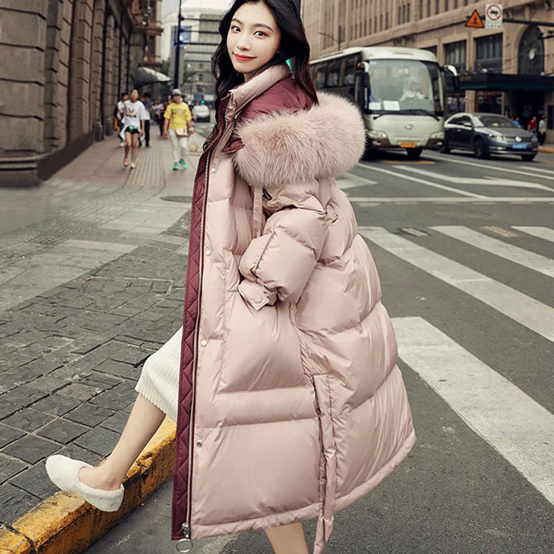 Женское зимнее пальто на белом утином пуху с капюшоном | Женская одежда