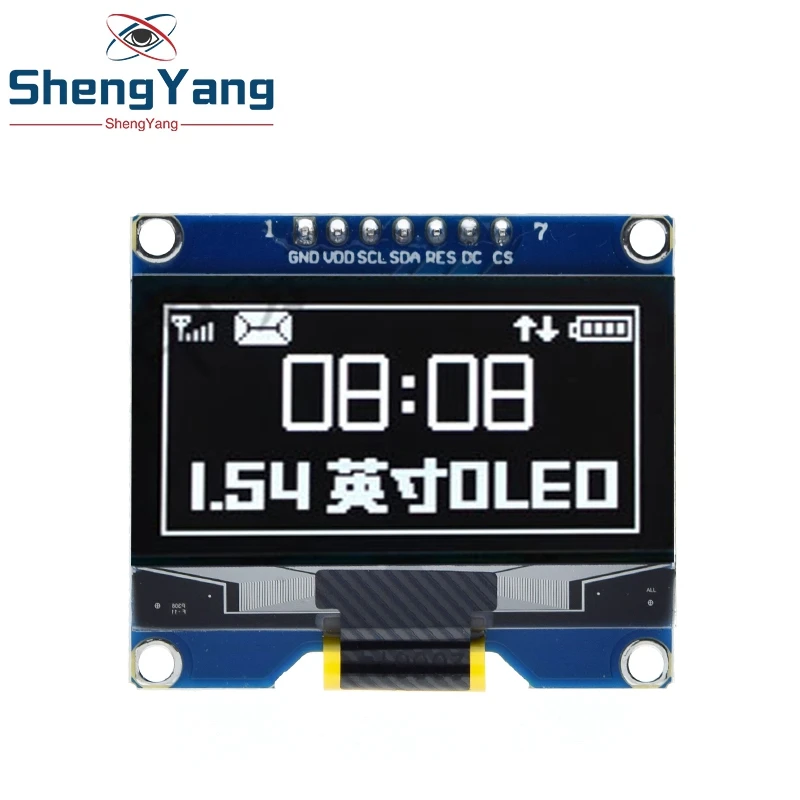 TZT 1.54 inch 7PIN White Blue OLED Screen Module SSD1309 Drive IC Compatible for SSD1306 SPI Interface 128*64 | Электронные