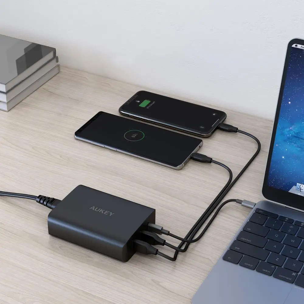 Зарядное устройство Aukey настенное зарядное для быстрой зарядки 46 Вт 3 0 18 с вилкой