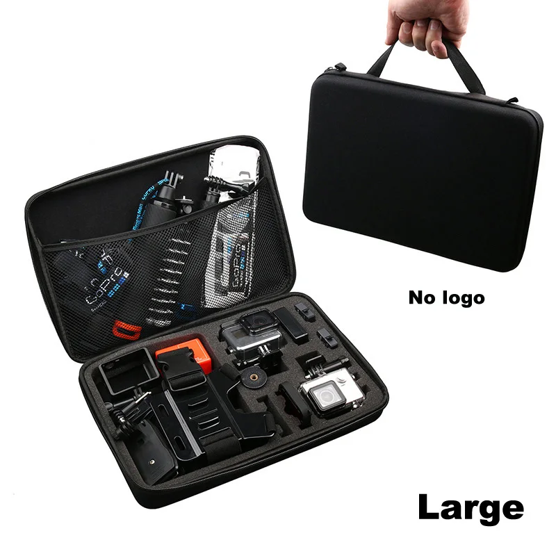 No Logo large bag Портативный чехол для переноски маленький средний большой аксессуар анти-шок сумка для хранения для Gopro Hero 8 5 4 SJCAM SJ4000 SJ6 Yi 4k Спортивная камера - Цвет: No Logo large bag