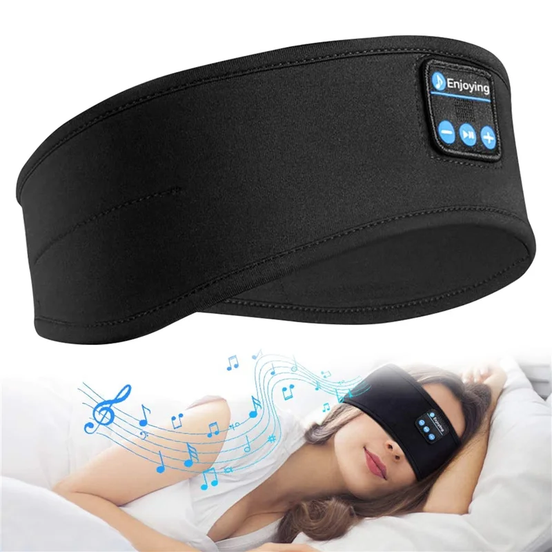 

USLION Bluetooth Sleeping Headphones Headband Thin Soft Elastic Comfortable Wireless Music Headphones Eye Mask for Side Sleeper