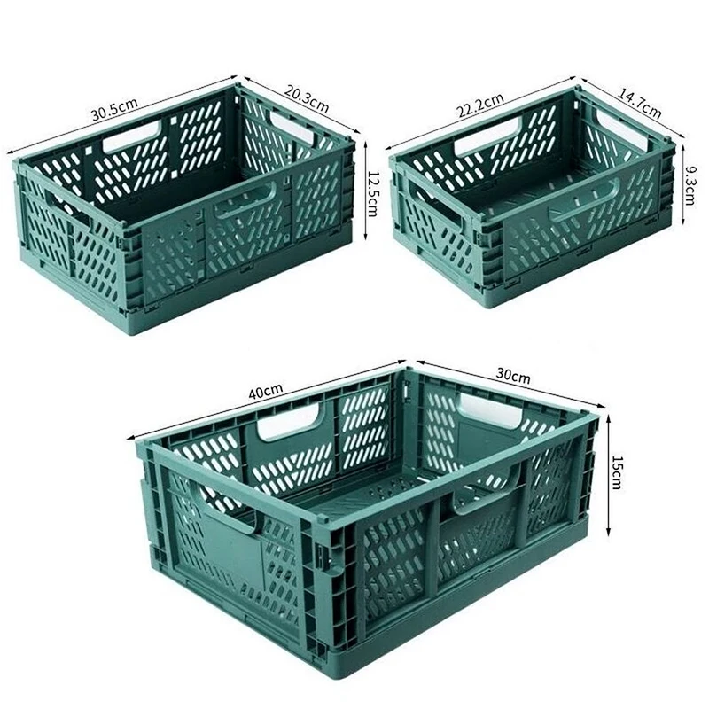 

1Pcs Folding Collapsible Plastic Storage Crate Box Stackable Home Kitchen Warehouse Storage Baskets Box S /L /XL