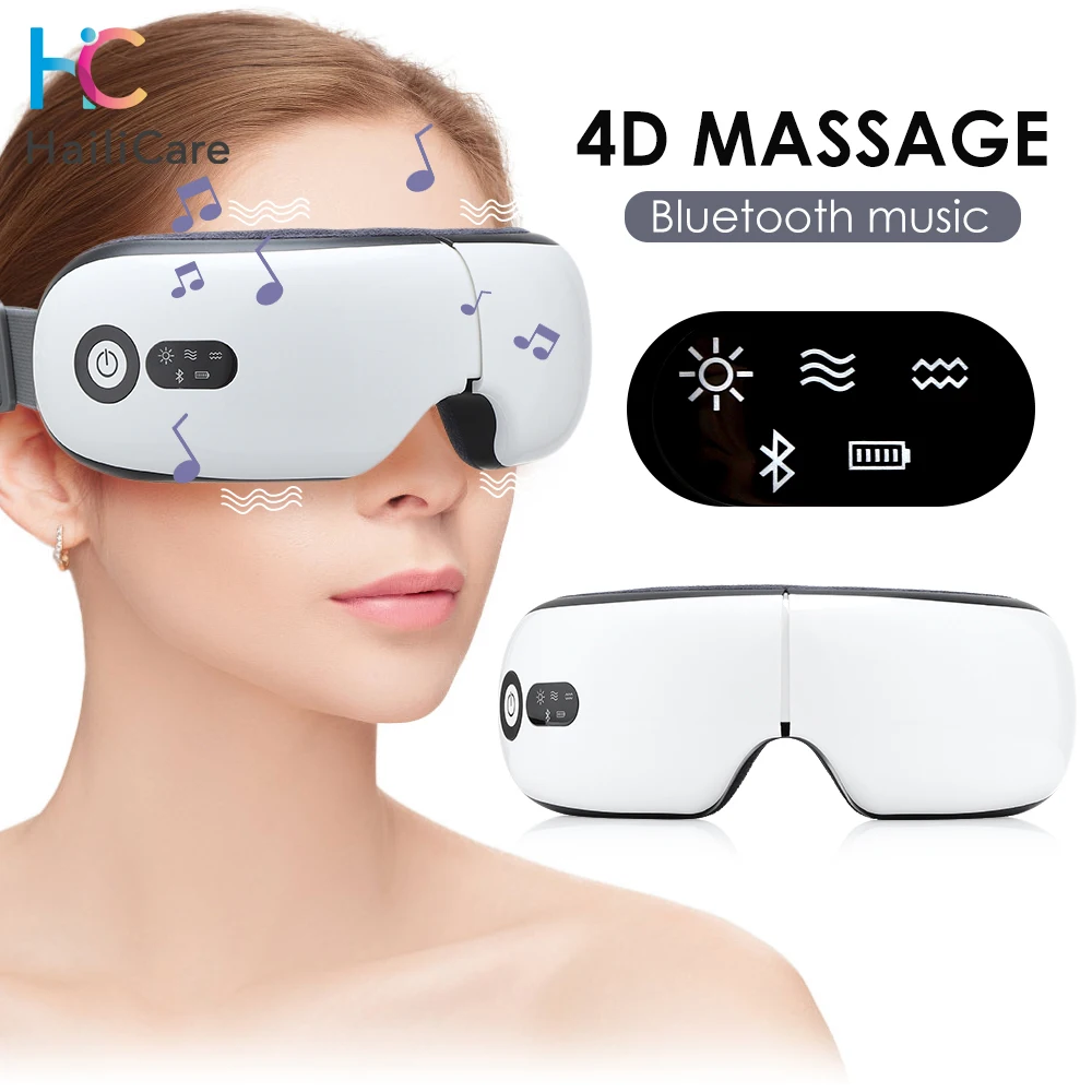 

Eye Massager 4D Smart Airbag Vibration Eye Care Instrument Hot Compress Bluetooth Eye Massage Glasses Fatigue Pouch & Wrinkle