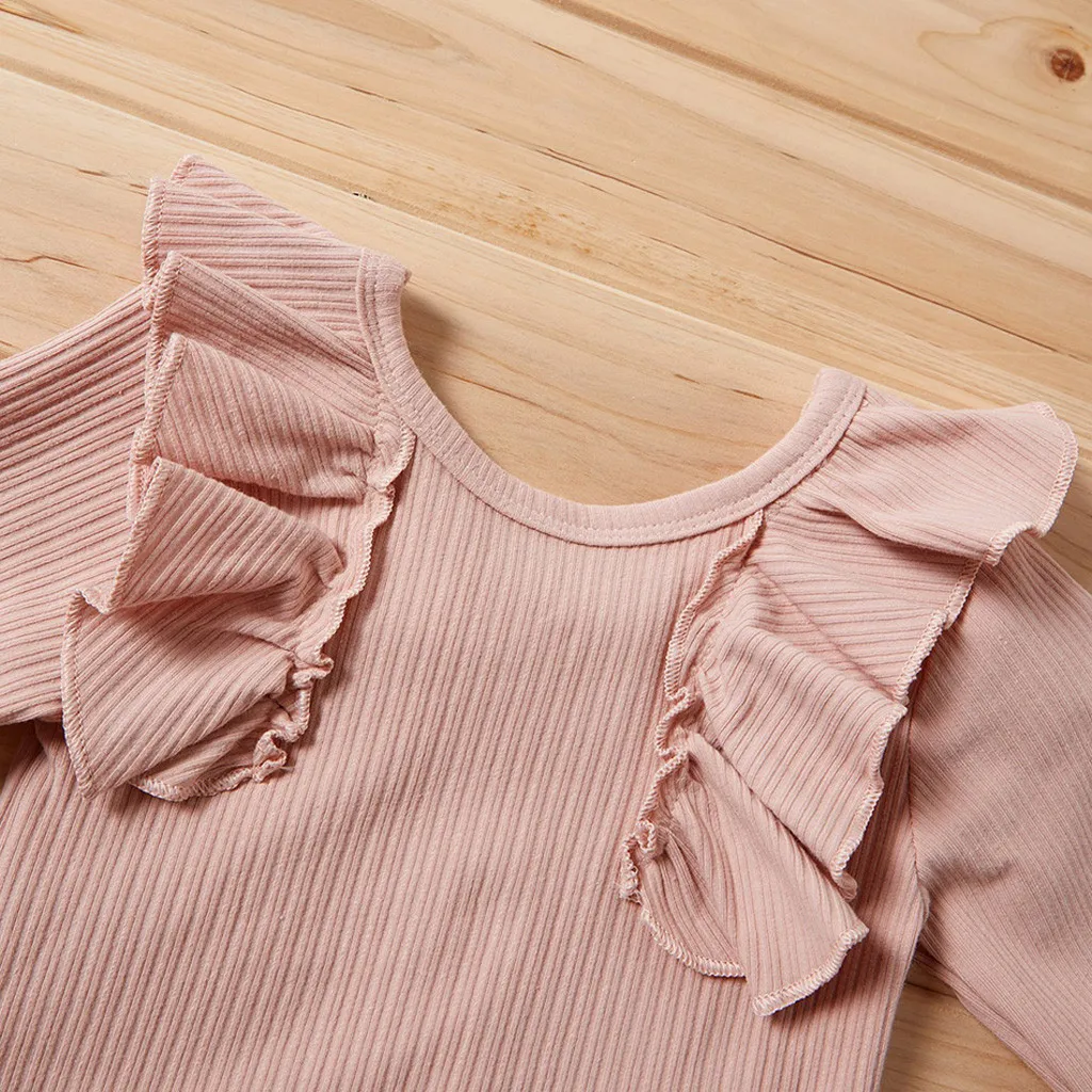 Осенняя одежда для новорожденных девочек однотонный комбинезон с длинными