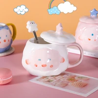 450ml kawaii cloud breakfast mug with lid spoon creative personality home travel mug teacup cute ceramic mugs coffee cup gift