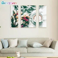 3pcs painting by number with frame canvas painting diy flowers painting acrylic paint for home decoration