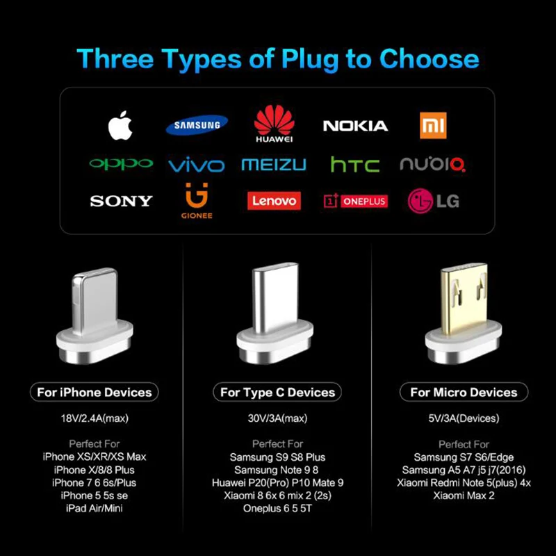Магнитный кабель KSTUCNE Micro usb type C для iPhone, кабель Lightning, 1 м, 3 А, быстрая зарядка, USB-C, type-C, магнитный кабель для зарядки телефона