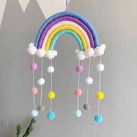2021 ins style macrame rainbow cloud hanging decoration handmade woven kids baby girl childrens room wall hanging decoration