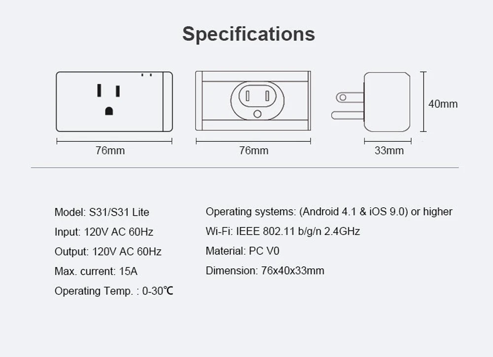 Sonoff S31 US 15A Мини Wi-Fi умная розетка для дома измеритель энергопотребления монитор энергопотребления приложение дистанционного управления IFTTT с Alexa