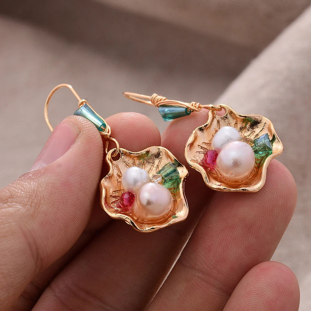 Ручной работы 14K покрыто золотом натуральный пресноводный свадебные туфли с