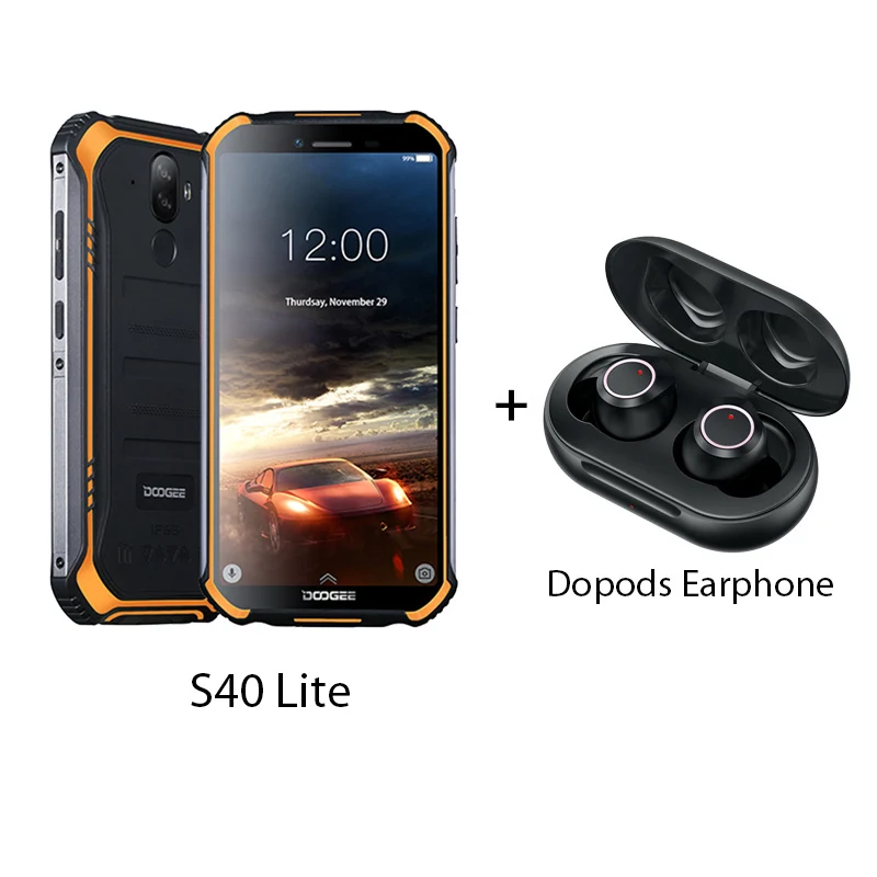 Add Dopods IP68 DOOGEE S40 Lite 5,5 дюймовый дисплей 2 ГБ 16 ГБ Android 9,0 прочный мобильный телефон 5,5 дюймов дисплей 4650 мАч 8,0 МП смартфон - Цвет: Add Dopods