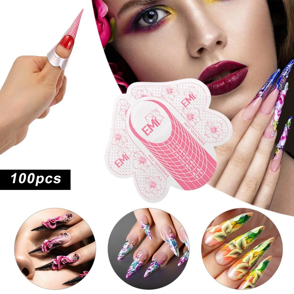 

100Pcs Nail Form Sticker Nail Art Tip for Acrylic UV Gel Nail Extension Guide Self-Adhesive Form Manicure DIY Tool