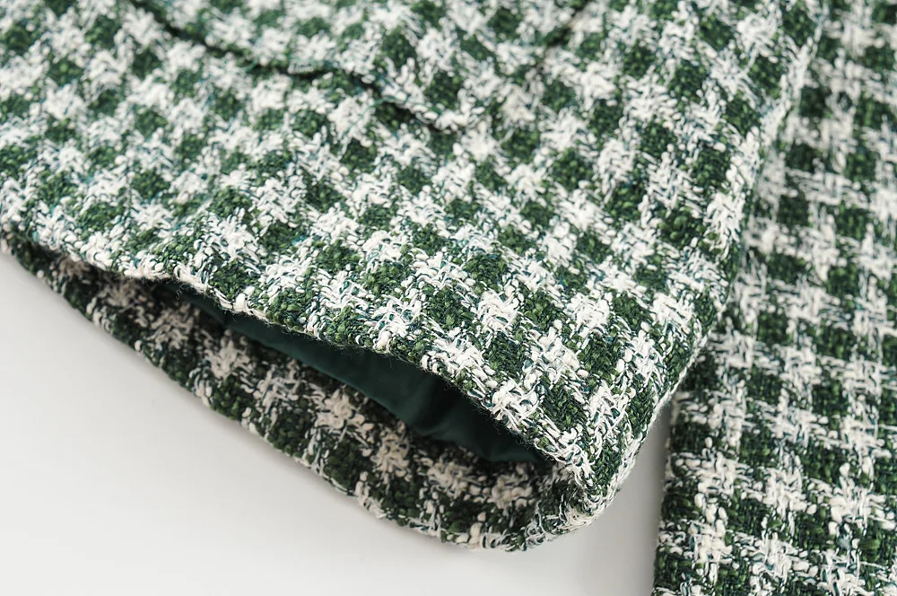 

Vintage Oversize Green Jacket Coats Fashion Slim Pocket Plaid Elegant Warm Jacket Casual Loose Famale Outerwear Chic Tops 2020