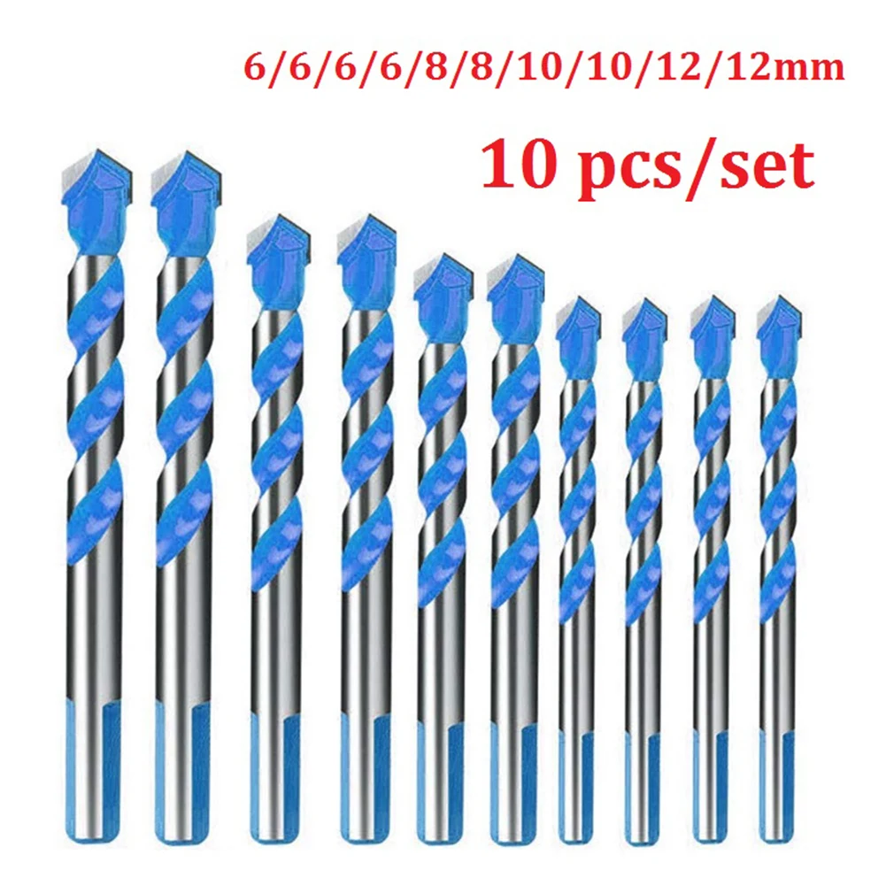Набор сверл для дерева металла кирпичной кладки керамики бетона 6/8/10/12 мм 10 шт. |
