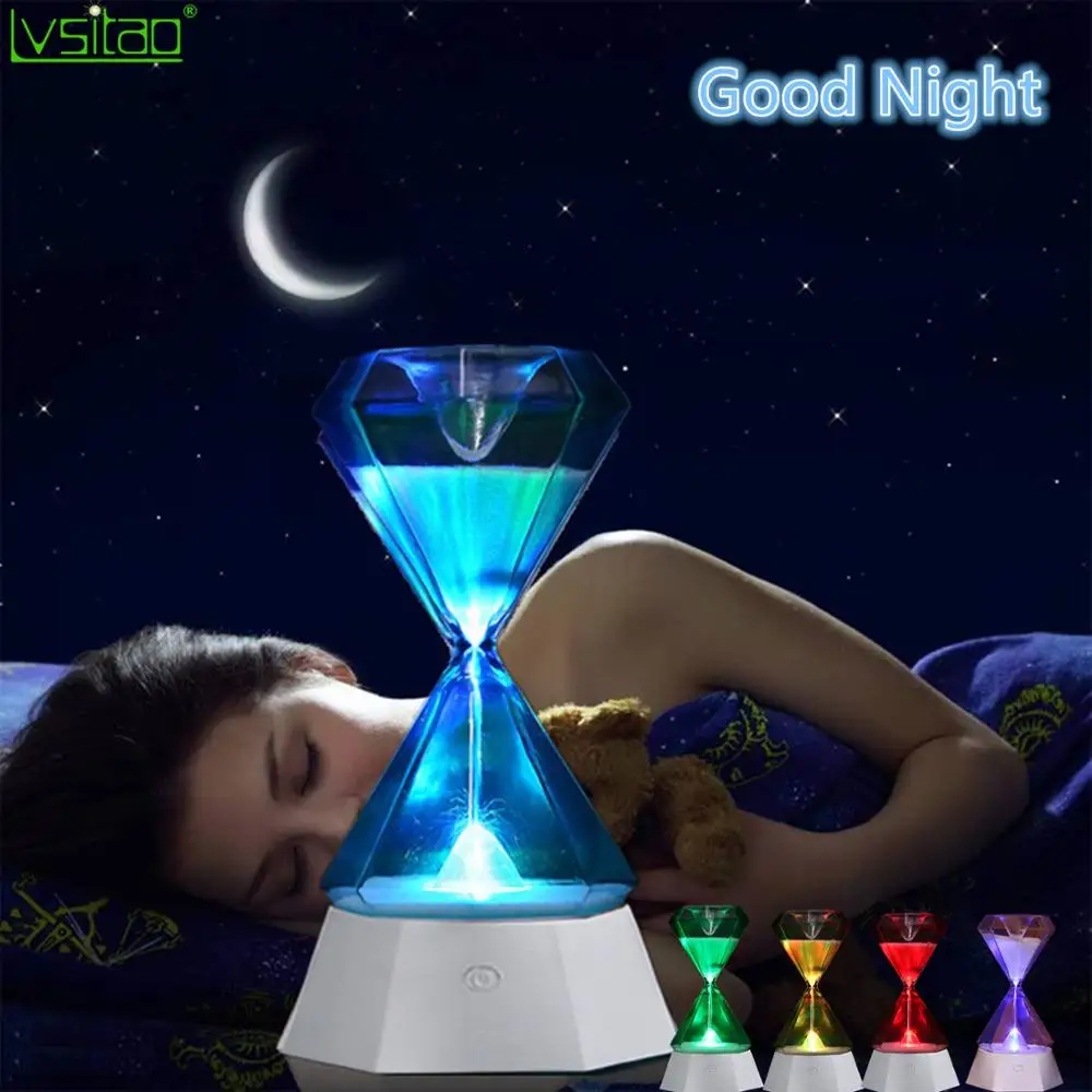 Hourglass Timer Sleeping LED Lamp USB Rechargeable Night Light 15 Minutes 7 Color Changing Novelty Gift Touch Sensor Table Lamps