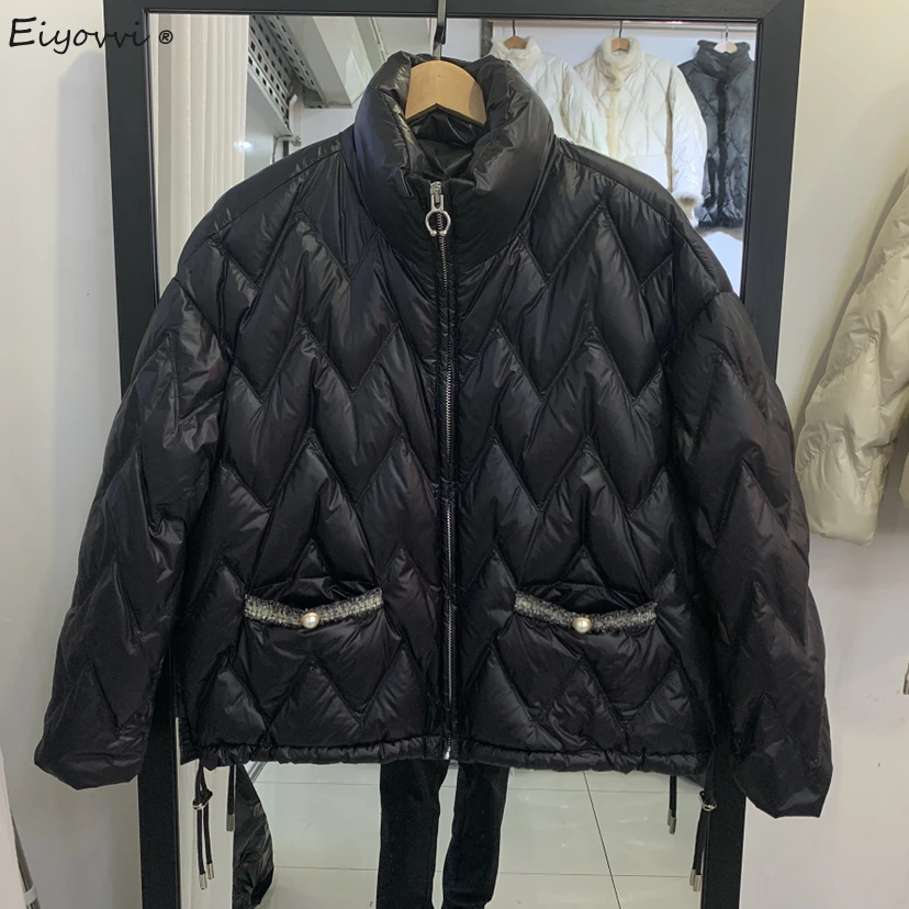 

Women's Winter Down Jacket 2021 New Korean Fashion Short Light White Duck Collar Coat Female Jackets Warm Outerwear