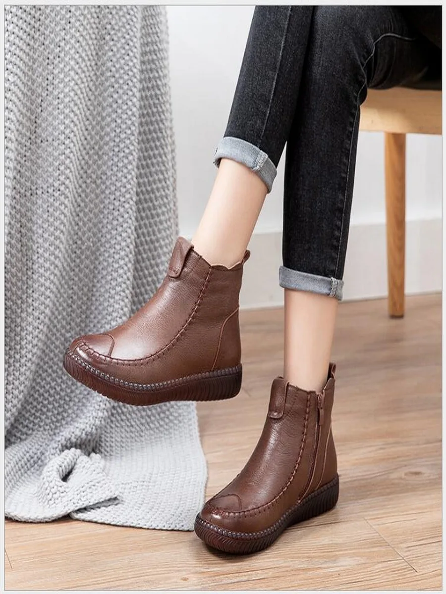 RUSHIMAN 2020 зимние Новые женские ботинки с плюшевой подкладкой теплая обувь из