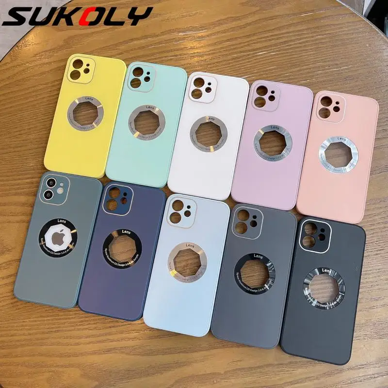 

For iPhone 13 Pro Max 12 11 Pro XS Max XR 8 7 Plus Plain Hybrid Glass Silicone Case Shockproof Diamond Hollow Protection Cover