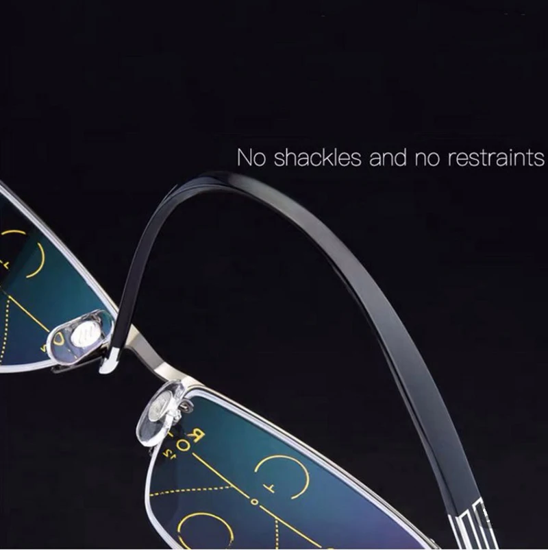 MGHBHS High grade alloy anti-blue light reading glasses progressive multi-focus for both men and women