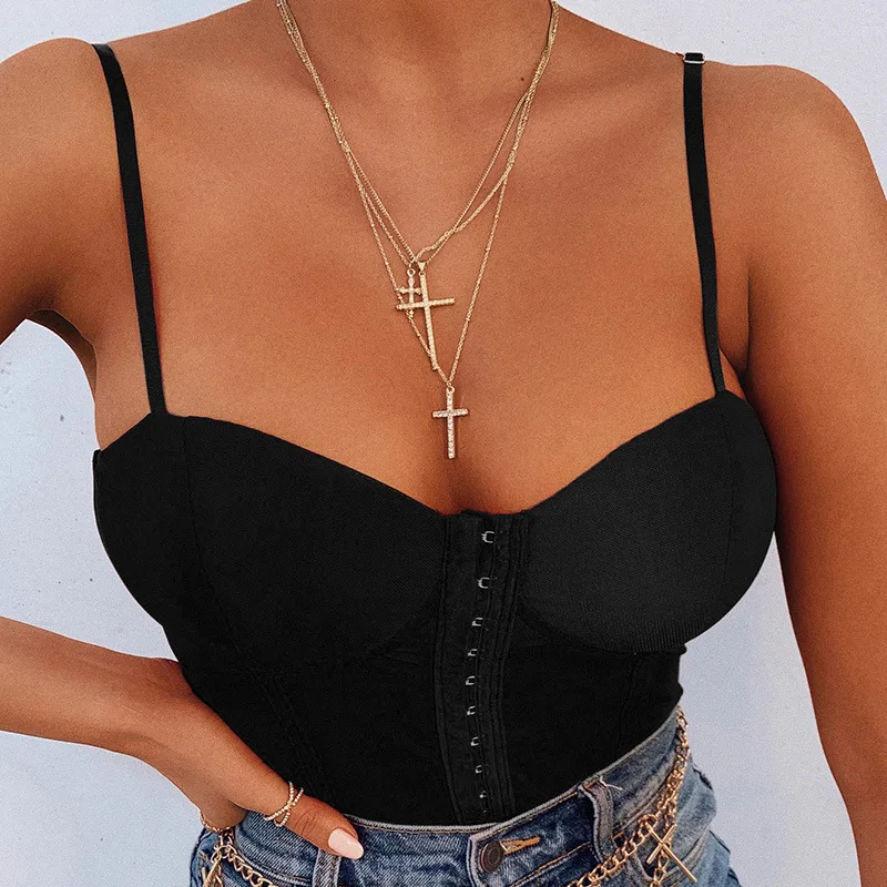 

2021 New Sling Bodysuit Sexy Hanging Buckle Mesh Stitching Bodysuit Women Black Jumpsuit Fashion Clothes Nightclub