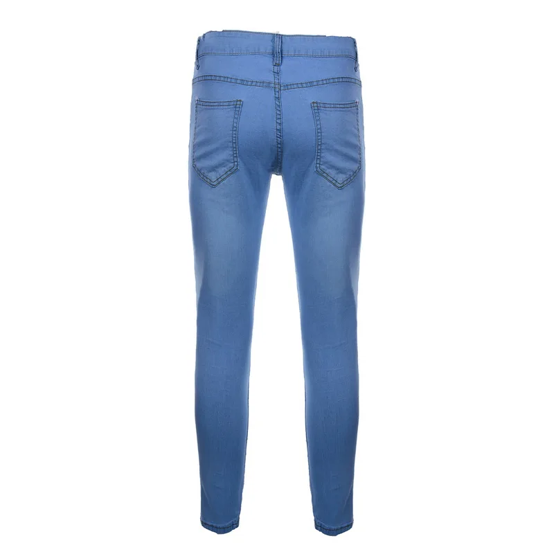 Мужские однотонные джинсы CYSINCOS Модные узкие брюки-карандаш с дырками на каждый