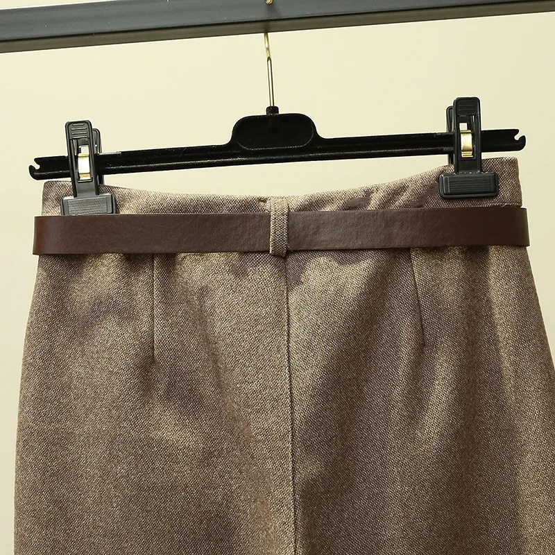 Модные шерстяные брюки 2019 осень зима женские Брюки Высокая талия Pantalon Femme