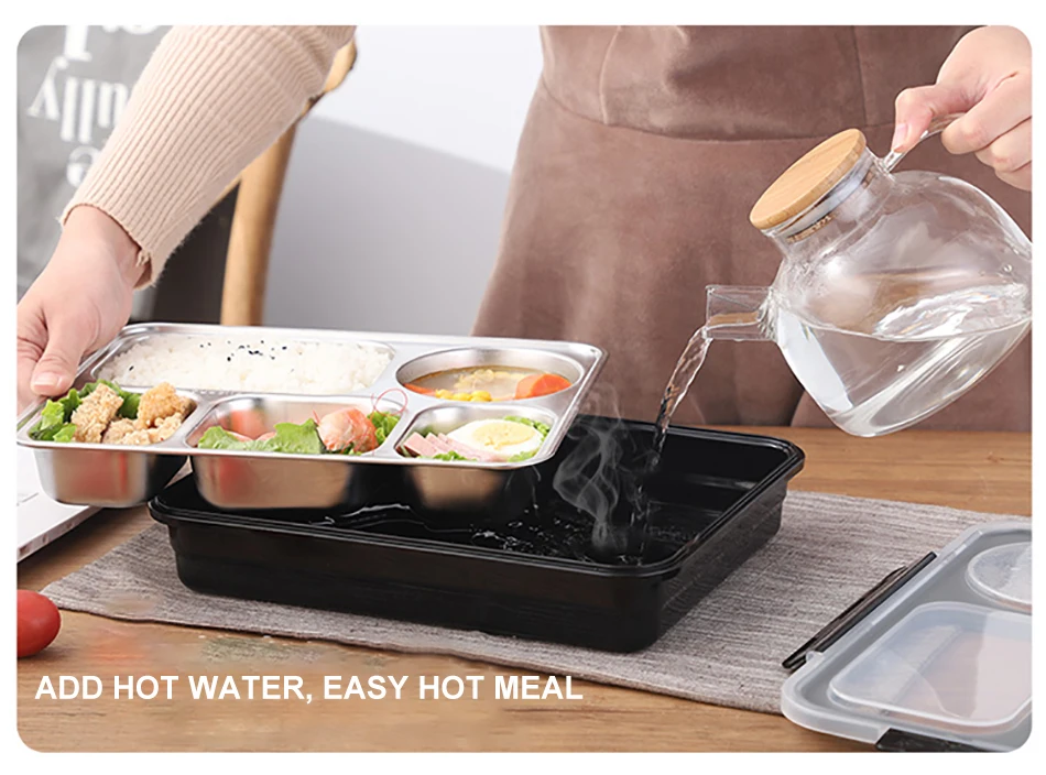 Baispo Leakproof Lunch Box Thermal Bento Box with Tableware Food Container with Compartments For Students Office Worker