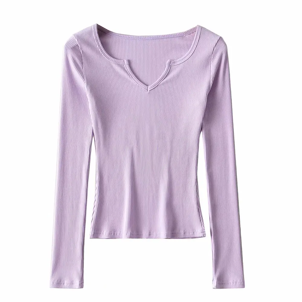 Повседневная Женская облегающая футболка из мягкого хлопка с V-образным вырезом