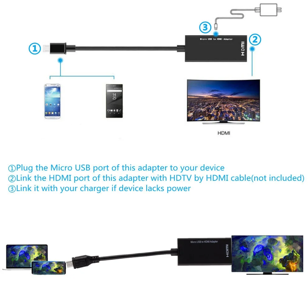 Micro USB 2 0 к HDMI совместимый кабель HD 1080P LccKaa для Android Samsung/HTC/LG конвертер Mini