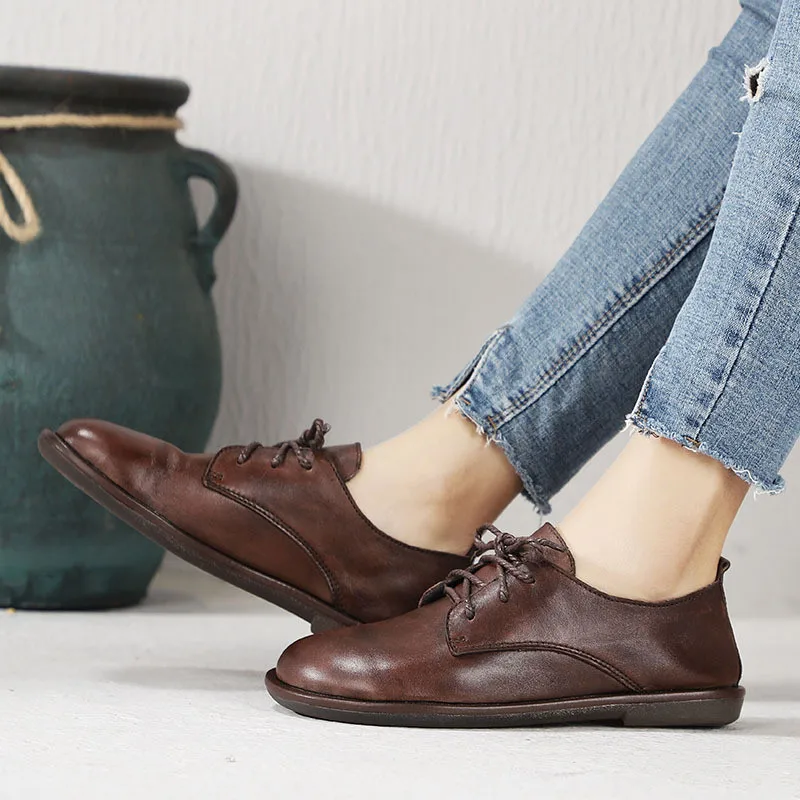 Женские кроссовки из натуральной бычьей кожи повседневная Винтажная обувь на