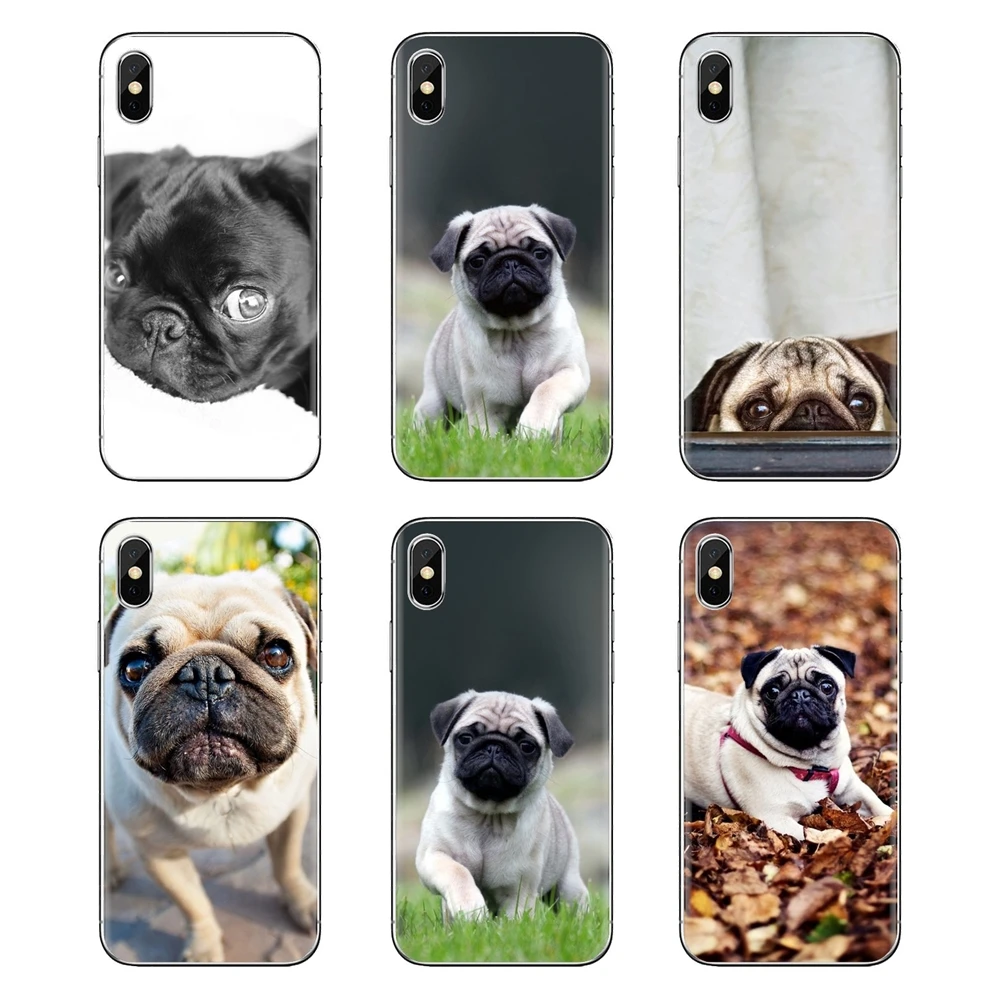 For Samsung Galaxy S3 S4 S5 Mini S6 S7 Edge S8 S9 S10 Plus Note 3 4 5 8 9 Cute Pug Dog HD Wallpapers TPU Transparent Cases Cover |