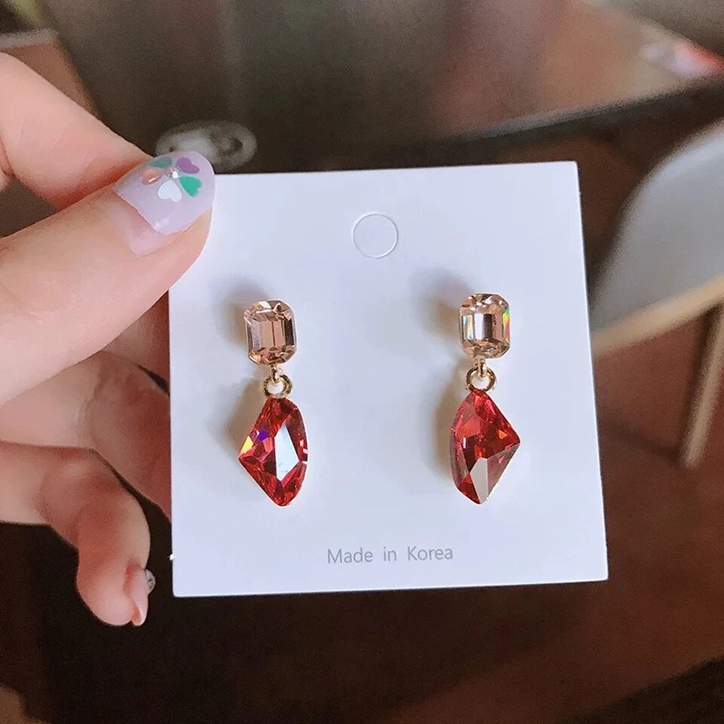 Корейские блестящие висячие серьги с кристаллами для женщин Женская