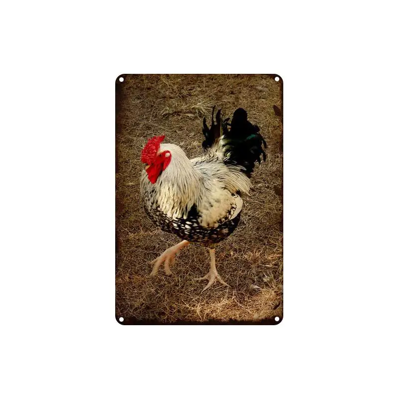 Warning Chickens Wallpaper Barber Shop Metal Poster Tavern Bar Pub Home Cafe Decor Tin Sign Wall Retro | Дом и сад
