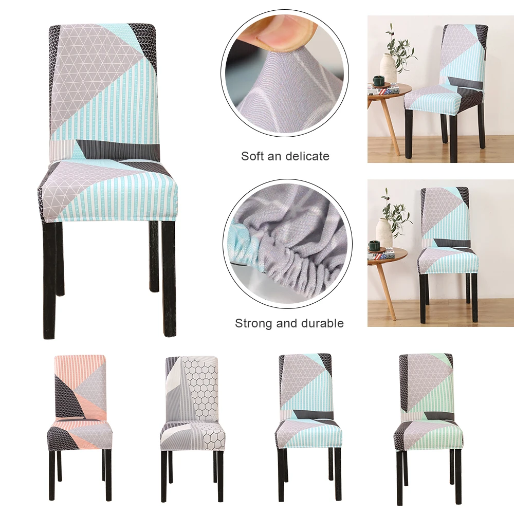 1Pc Geometric style Chair Cover Elastic Fabric Soft Dining Covers Dust-proof Protector Seat Restaurant Protect | Дом и сад
