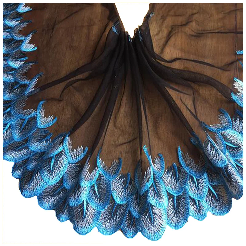 

Luxury Cotton Embroidered Black Yellow Flower Lace Fabric Dubai Sewing DIY Trim Tulle Applique Ribbon Collar Dress Guipure Decor
