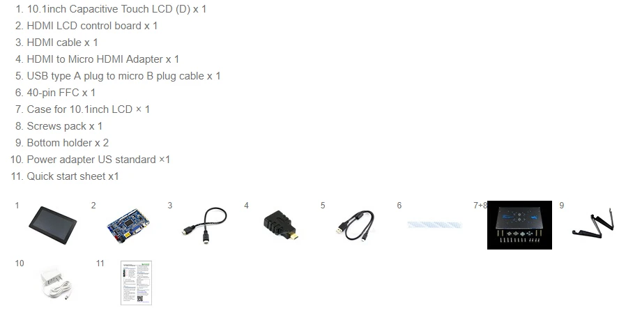 Raspberry Pi 3 дисплей 10,1 дюймов 1024x600 емкостный сенсорный экран lcd(H) с Чехол, поддержка нескольких мини-ПК, Windows 10/8. 1/8/7/XP