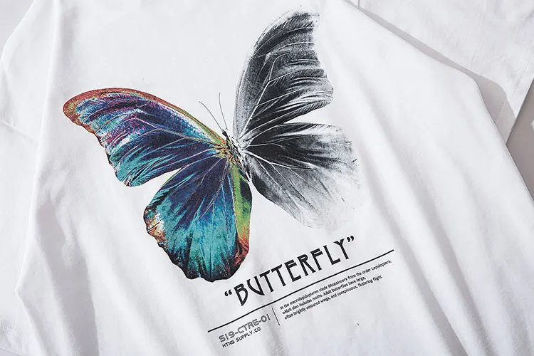 

Streetwear Tees Shirts Butterfly Print Short Sleeve Casual Tshirts Hip Hop Harajuku Short Sleeve Loose T-Shirts Tops best seller