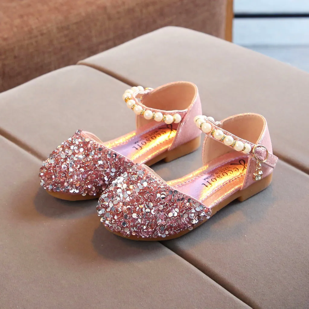 Летняя обувь для девочек детская маленьких принцессы сандалии блестящая