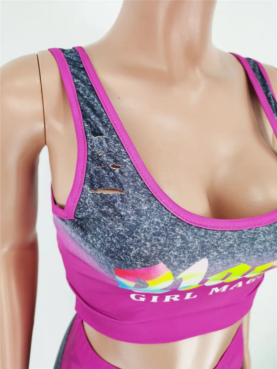 

Women Tracksuits Letter Print Two Pieces Sets Short Sleeve Crop Tops & Skinny Leggings Pants Suit Fitness Outfits