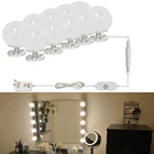 Светильник для макияжа в голливудском стиле, встроенная в ЕС Съемная настенная лампа с регулируемой яркостью и винтом для зеркал