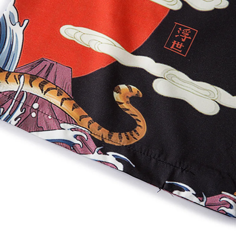 

Men Hip Hop Japanese Kimono Jacket Roaring Tiger Print Harajuku 2020 Japan Streetwear Jacket Summer Thin Clothing Loose Kimono