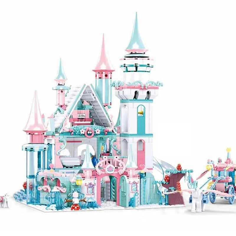 

Dropshipping 1314pcs Snow World Series Magical Ice Castle Set Girls Building Blocks Bricks Toys Girl Friend For Christmas Gifts